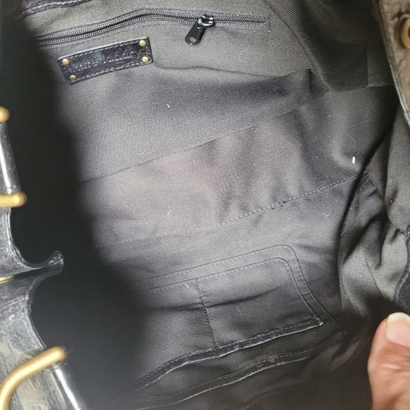 Kate Landry Black Croc Embossed Leather Handbag - Picture 10 of 10